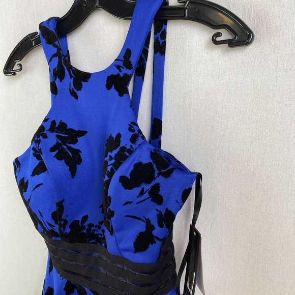 CITY STUDIO Macy's Blue Velvet Print Dress NWT - Picture 3 of 8